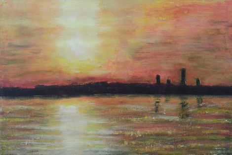 <h1>Renate Ebach – Sonnenuntergang</h1><p>Acryl auf Leinwand</p>