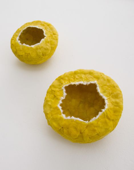 <h1>Kunstmuseum Heidenheim</h1><p>Geschlüpft, 5-teilige Wandinstallation
Durchmesser der einzelnen Teile 15 x 27 cm 
und 20 x 30 cm.
Technik: Bienenwachs auf Kartonträger
</p>